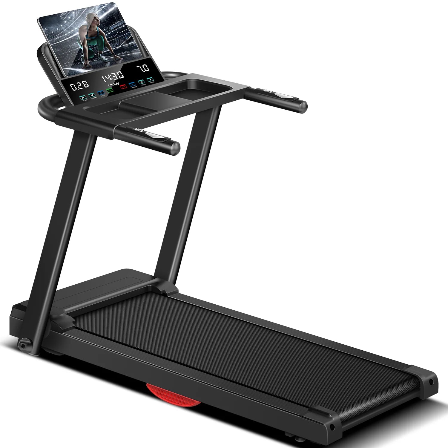 3.0HP Brushless Foldable Treadmill – 300LB Capacity with HR Monitor